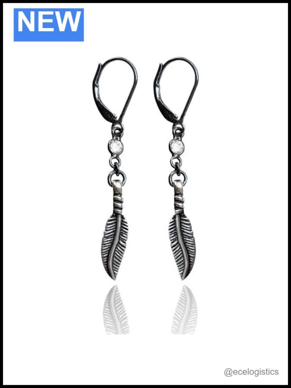 Sterling Silver Dangle Feather Earrings Handmade